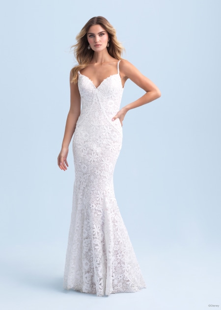 A sleeveless wedding dress with a mermaid skirt inspired by Rapunzel from Tangled A sleeveless wedding dress with a mermaid skirt inspired by Rapunzel from Tangled