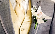 A boutonniere on a man's suit