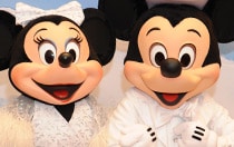 Mickey and Minnie Mouse dressed up for a party