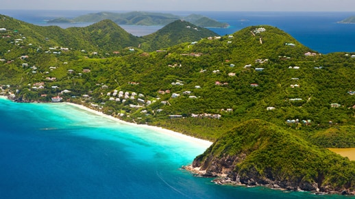 An aerial view of a Caribbean island