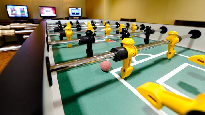 A foosball table