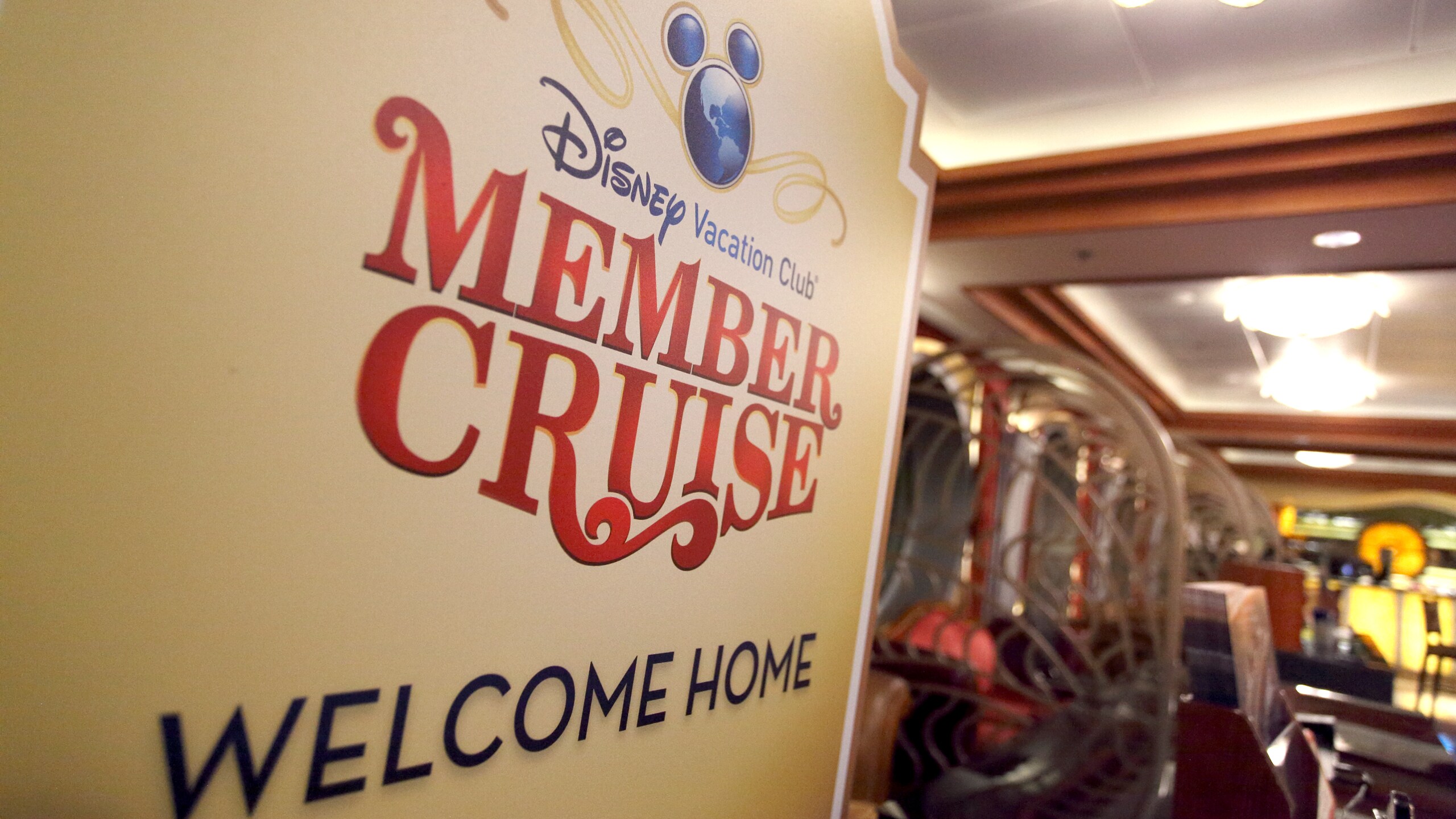A welcome sign featuring the Disney Vacation Club Member Cruise logo