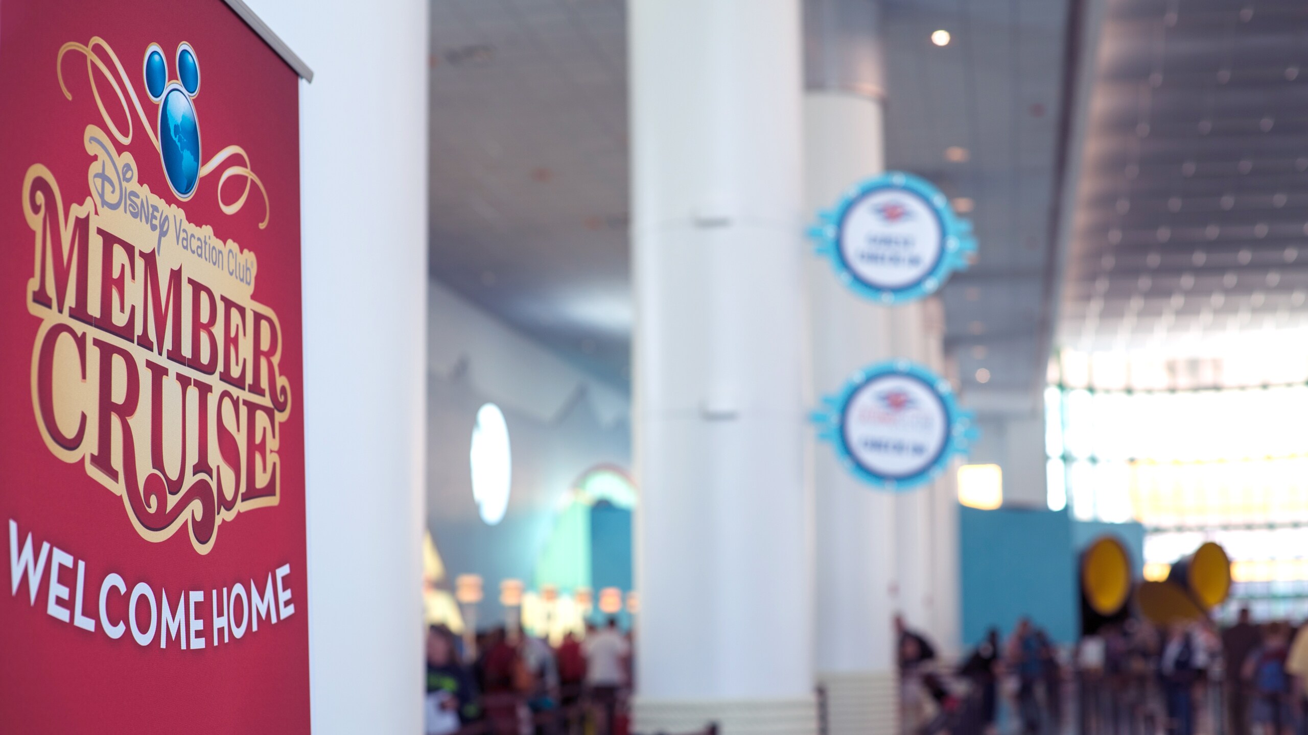 A welcome sign featuring the Disney Vacation Club Member Cruise logo