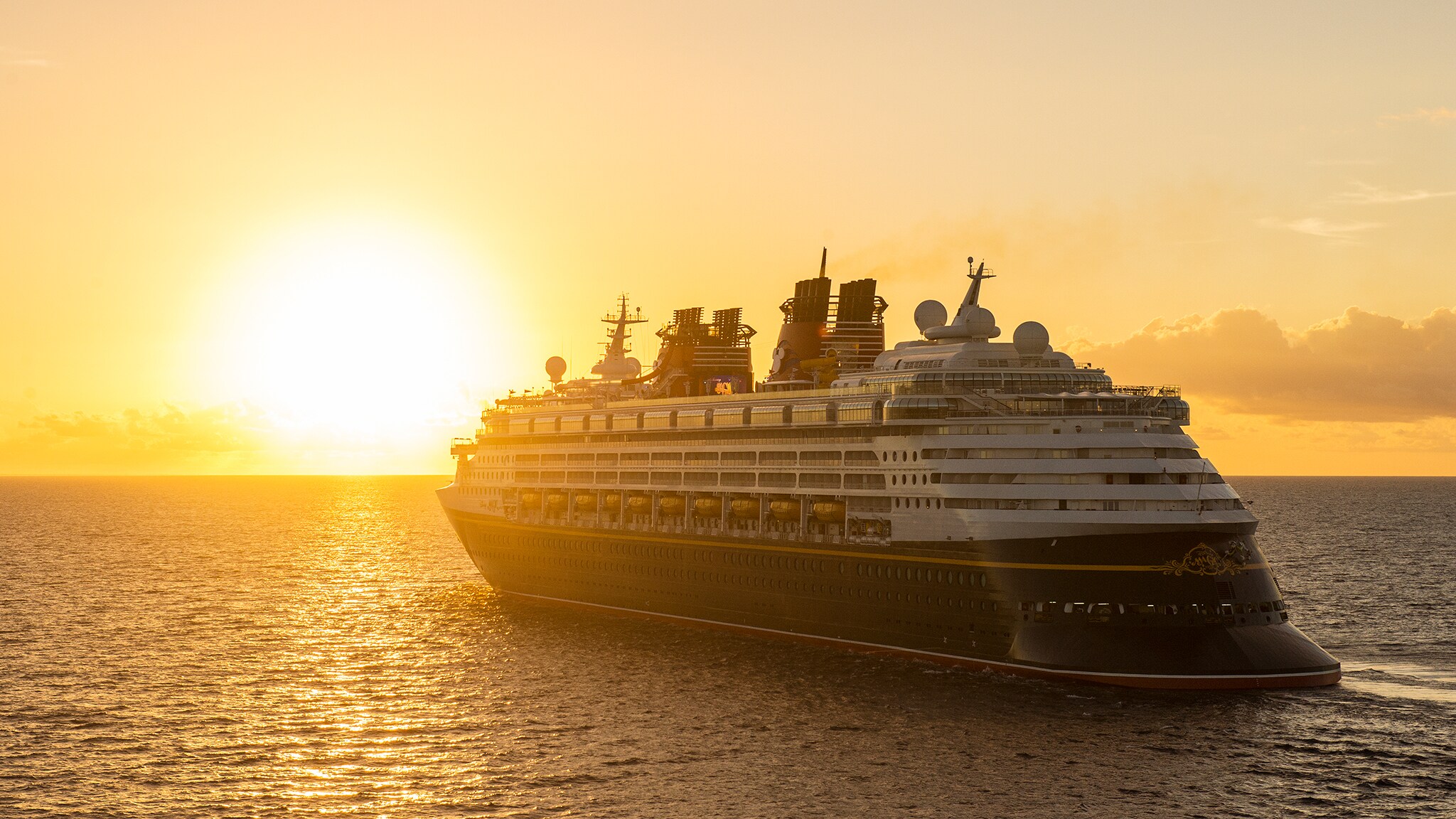 The Disney Magic cruise ship sailing in open waters