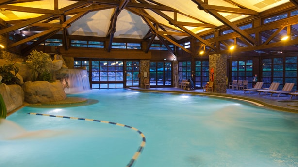 The indoor pool at Disney's Sequoia Lodge in Paris