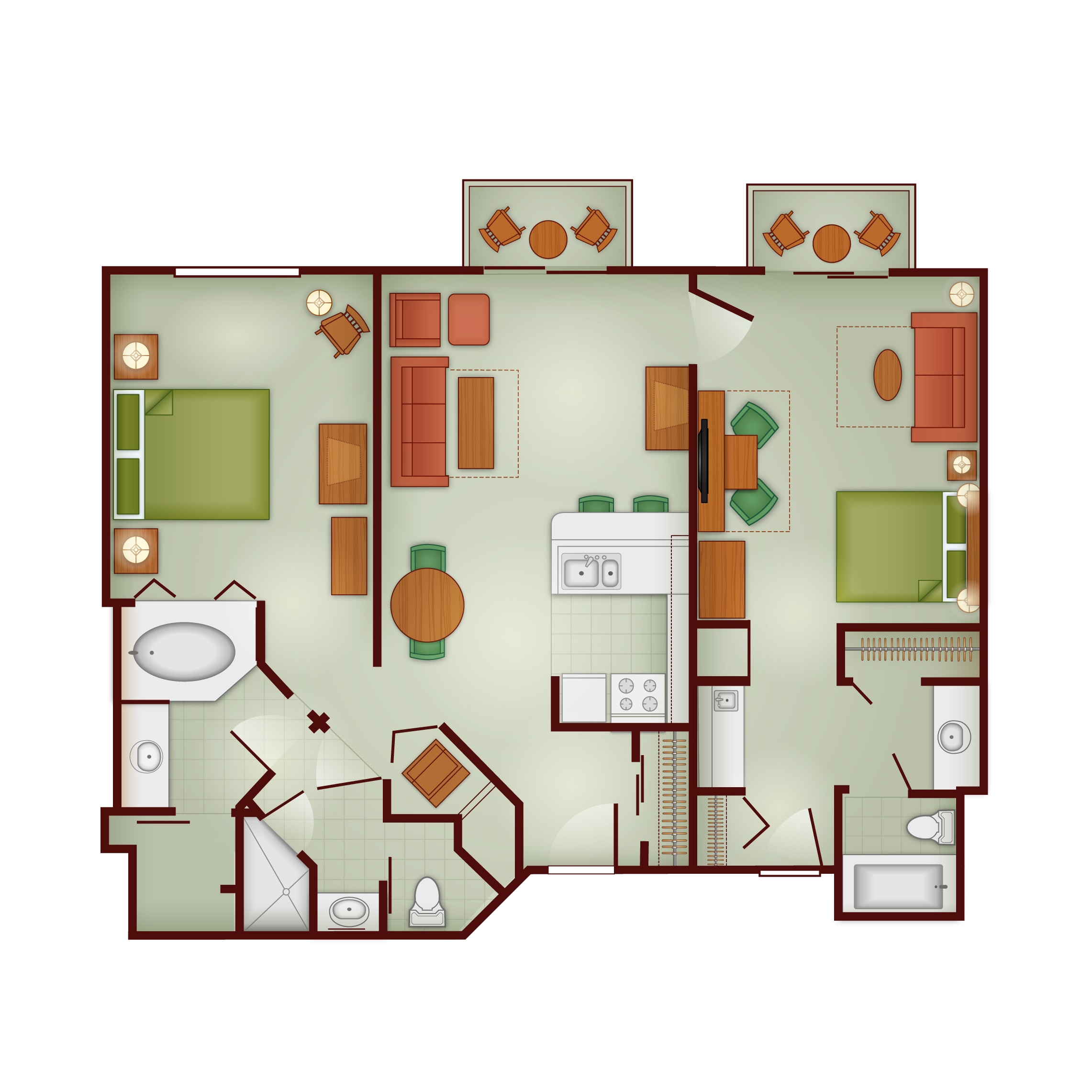 Wilderness Lodge 3 Bedroom Villa Floor Plan