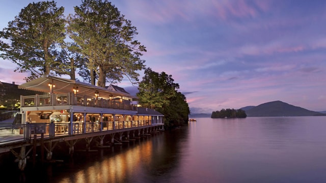 The Pavilion, a waterfront restaurant on Lake George in upstate New York