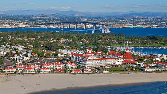 Coronado Island and nearby San Diego, California