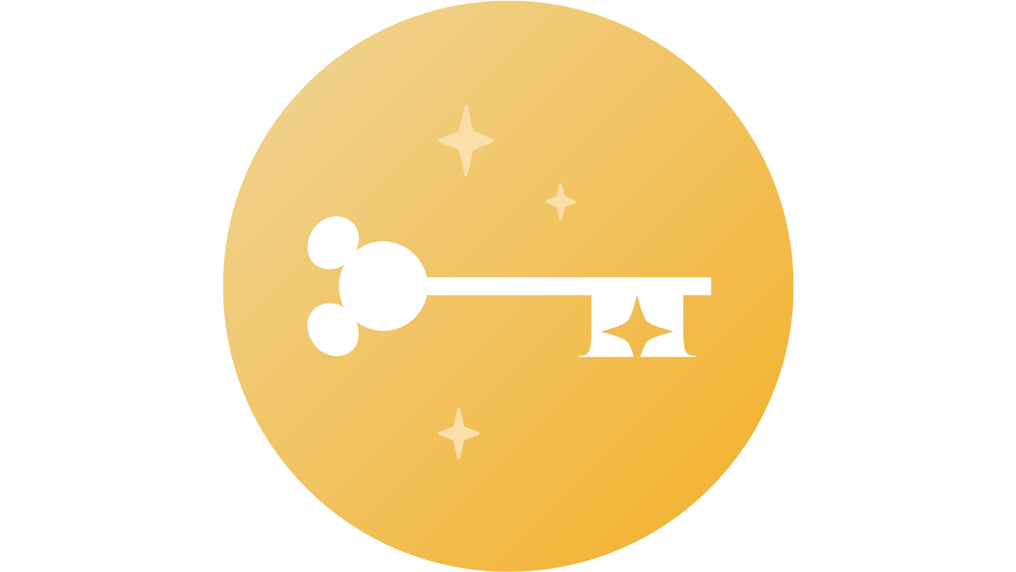 A graphic image of a Believe Key with a Mickey Mouse head at the tip, in a circle with sparkles